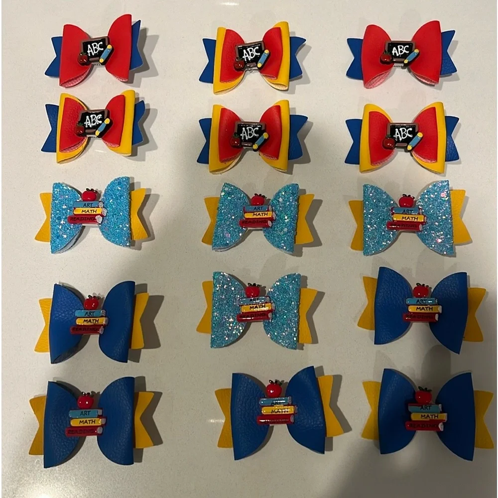 Sooo cute!! Girls’ Small Leather Bows For School! 15 total! Great For Gifting!